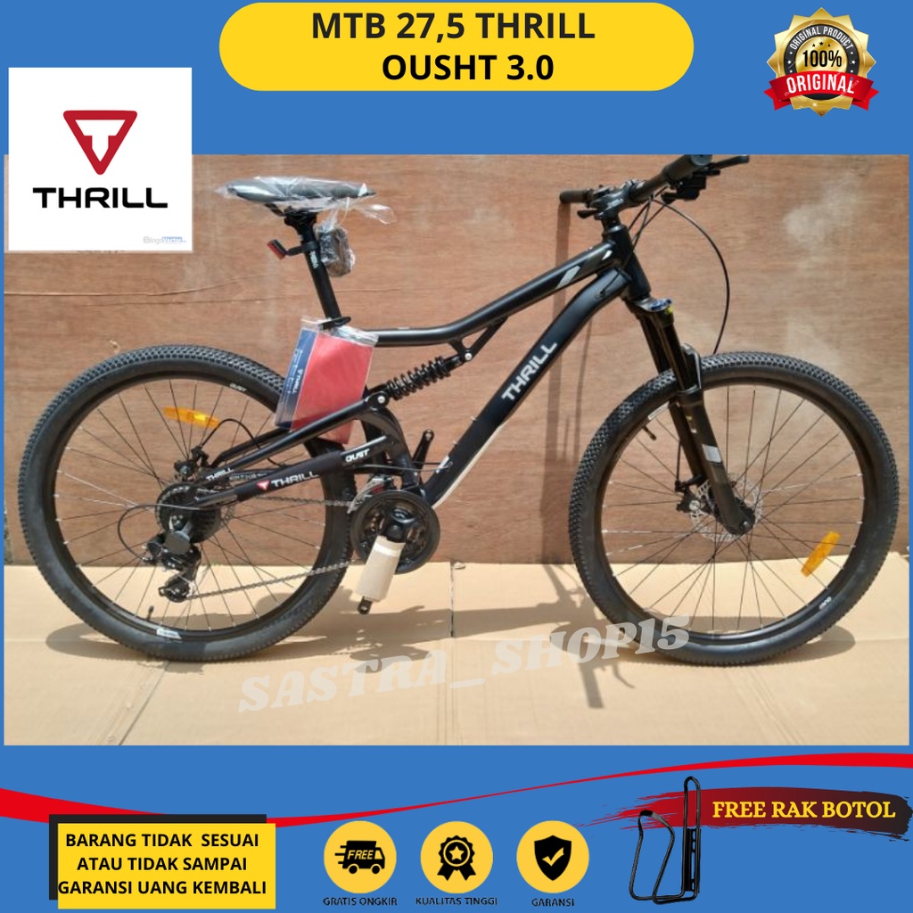 PROMO !!! Sepeda Gunung MTB 27.5 Inch Thrill Oust 3.0 New Alloy 3x7 Speed Full Suspensi