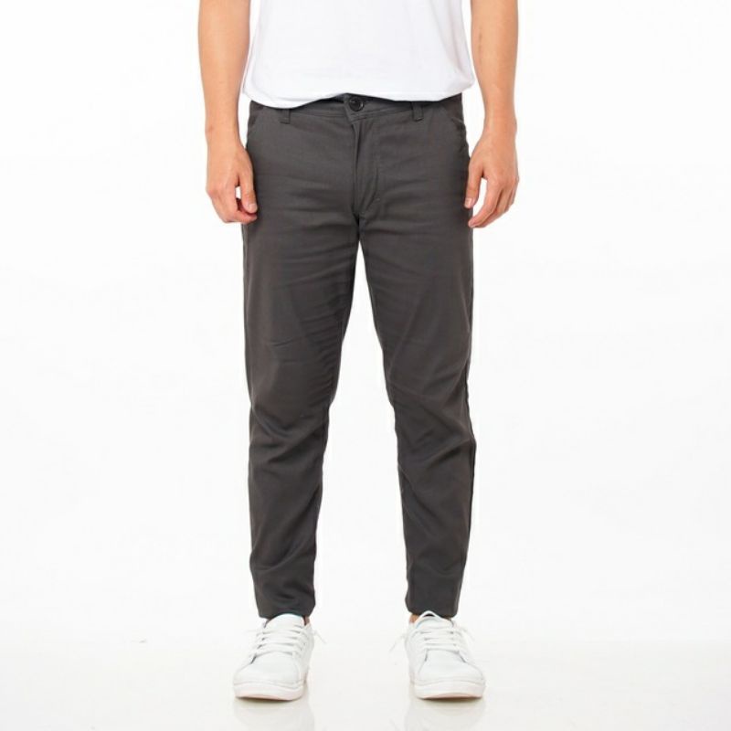 CELANA CHINO Panjang pria Slimfit KERJAHARIAN Santai Casual Formal Hitam Abu Cream Mocca Size 27-38