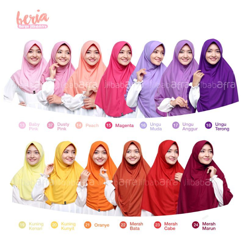 Jilbab Afra ( Jilbab Arfa ) Bergo Beria Pet Standar Size L - Jilbab Instan Bahan Kaos Adem &amp; Lembut