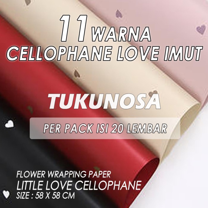 

PERPACK [ 20 LEMBAR ] FLOWER WRAPPING LITTLE LOVE CELLOPHANE - KERTAS KADO BUKET BUNGA