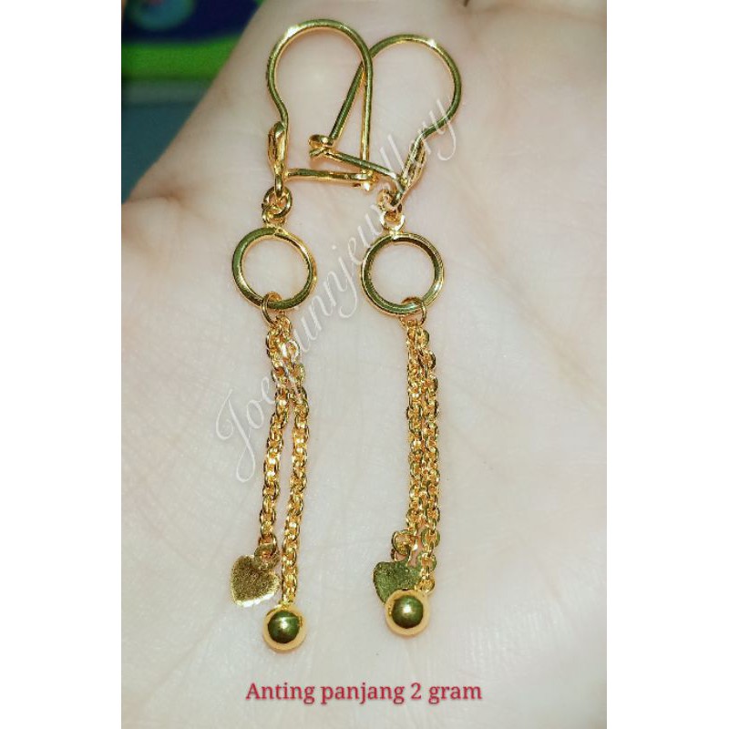 anting dewasa panjang gantung emas muda