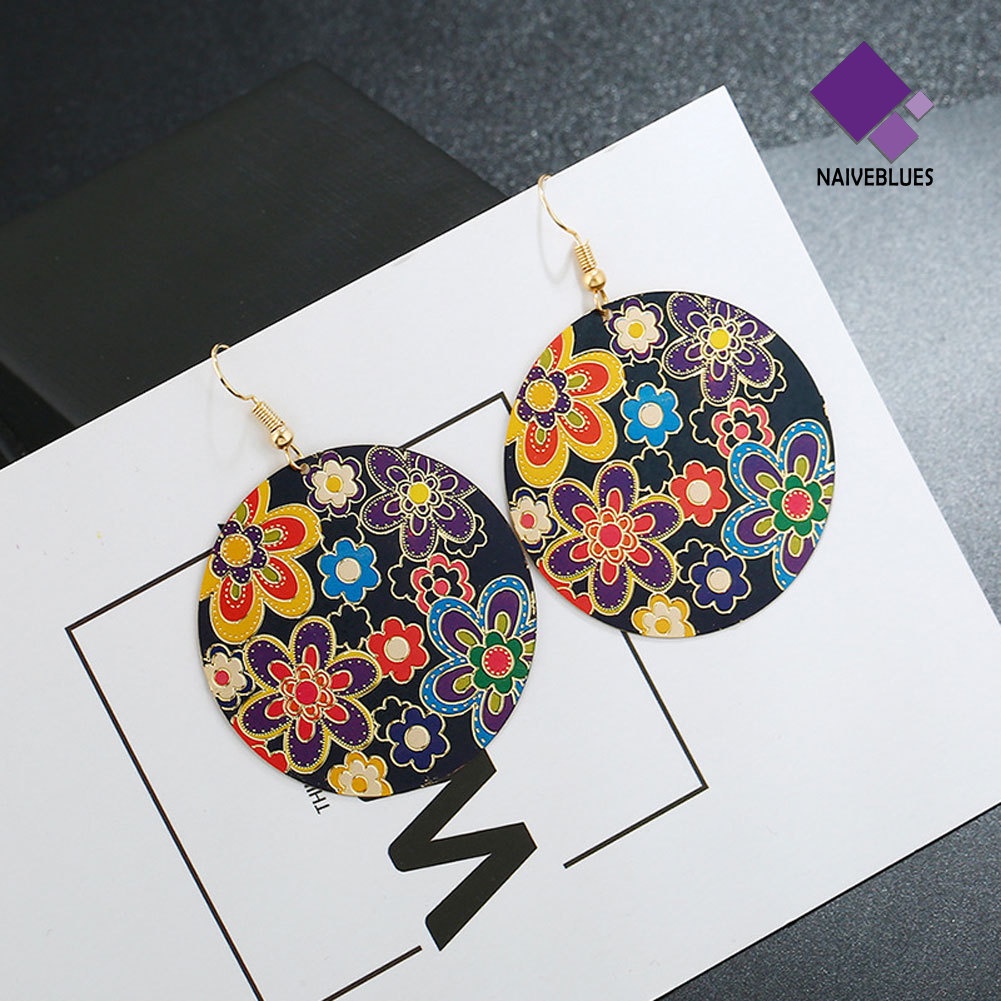 Anting Kait Gantung Wanita Desain Bunga Warna-Warni Gaya Vintage Untuk Club