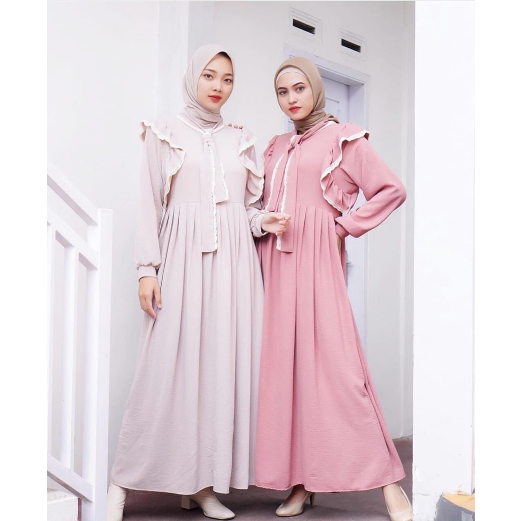 Gizka Dress gamis premium bahan airflow crincle deodora rayon wanita