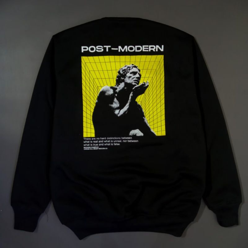 Crewneck Black Post Modern Motif Keren Simpel Pria dan Wanita Premium Quality