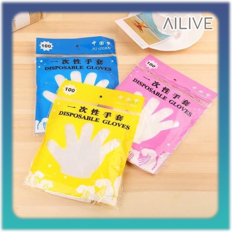 Sarung Tangan Plastik Bening Sekali Pakai Food Grade Higienis Dispossable Gloves Isi 100 Pcs Murah