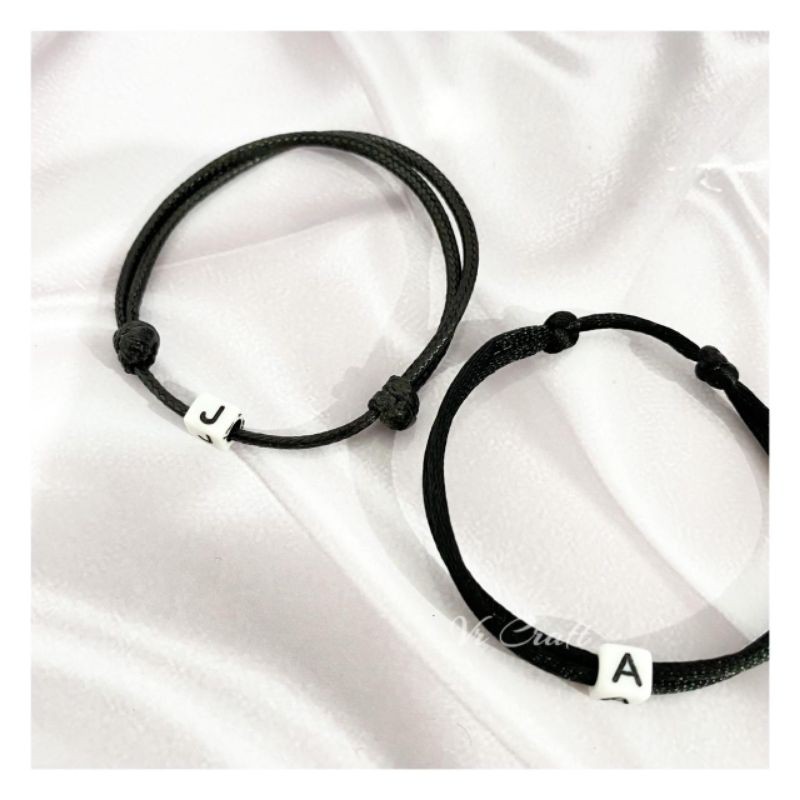 [ PART 2 U - Z ] INISIAL BRACELET WHITE MONOCHROME / GELANG INISIAL BISA COUPLE ♥️