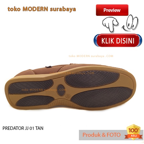 Sepatu pria sekolah casual slip on kulit loafers PREDATOR JJ 01 TAN