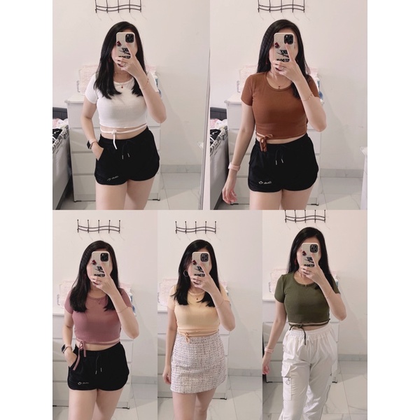 croptop knit silang depan,atasan croptop elise knit,atasan wanita croptop polos elise rajut wanita