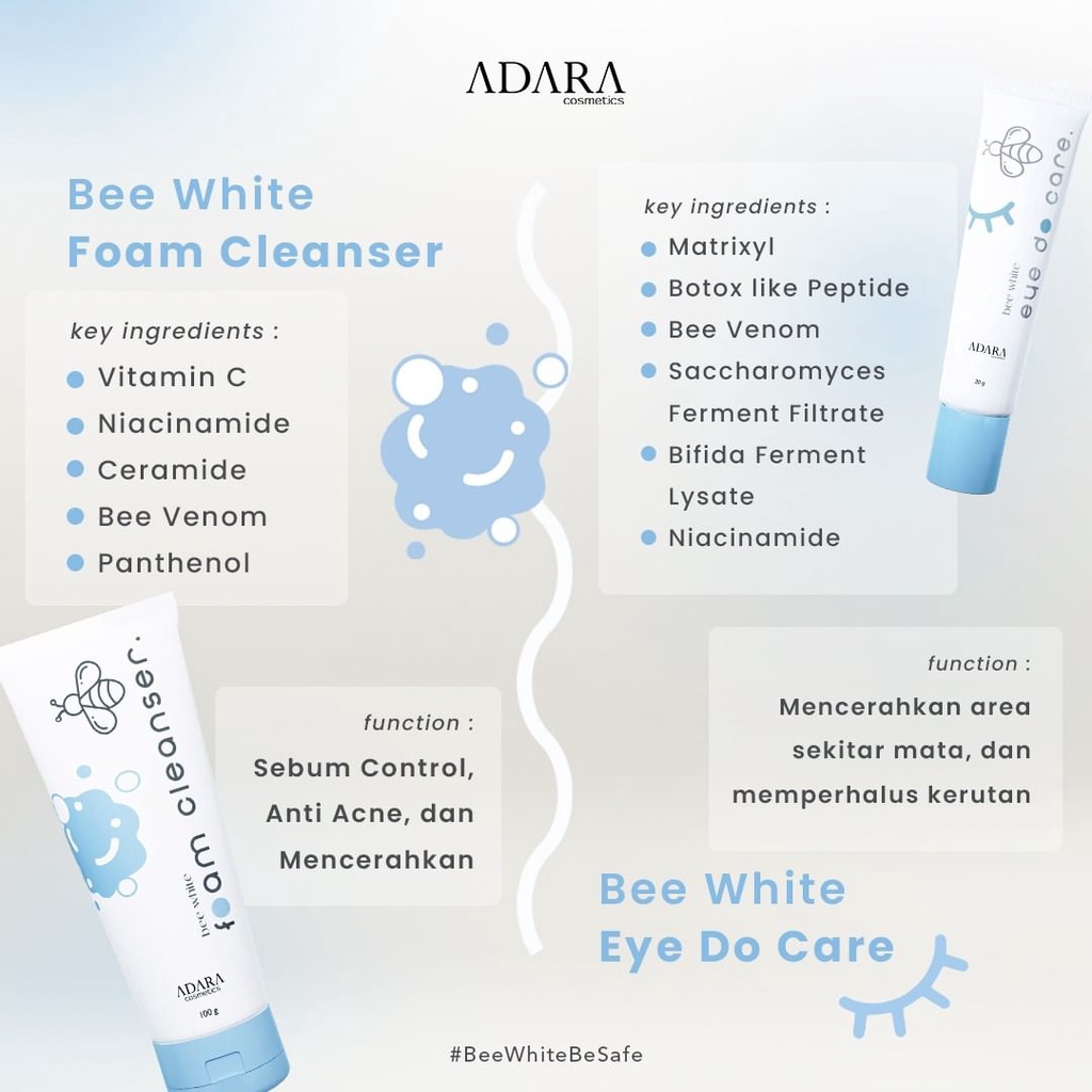 ★ BB ★  ADARA Bee White SERIES | Foam Cleanser - Eye Do Care - Day Cream - Night Cream - Spotless Gel - Spotless Cream