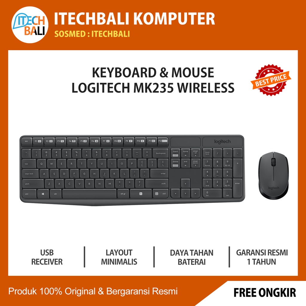 Keyboard&amp; Mouse LOGITECH MK235 Wireless | ITECHBALI