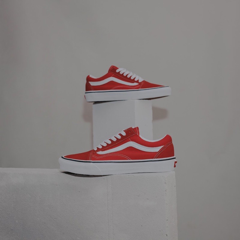 red and gray vans
