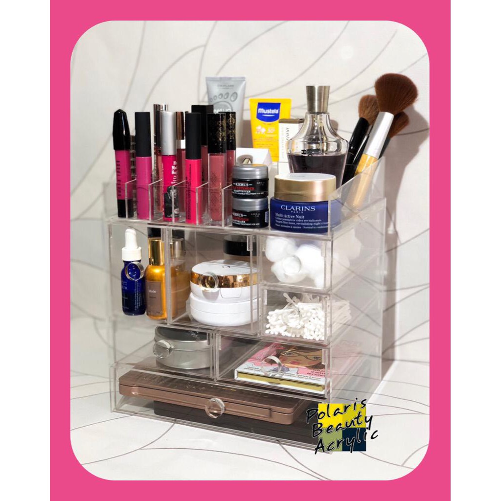 RAK KOSMETIK ACRYLIC-TEMPAT MAKEUP AKRILIK-BEAUTY CASE AKRILIK-LUXE