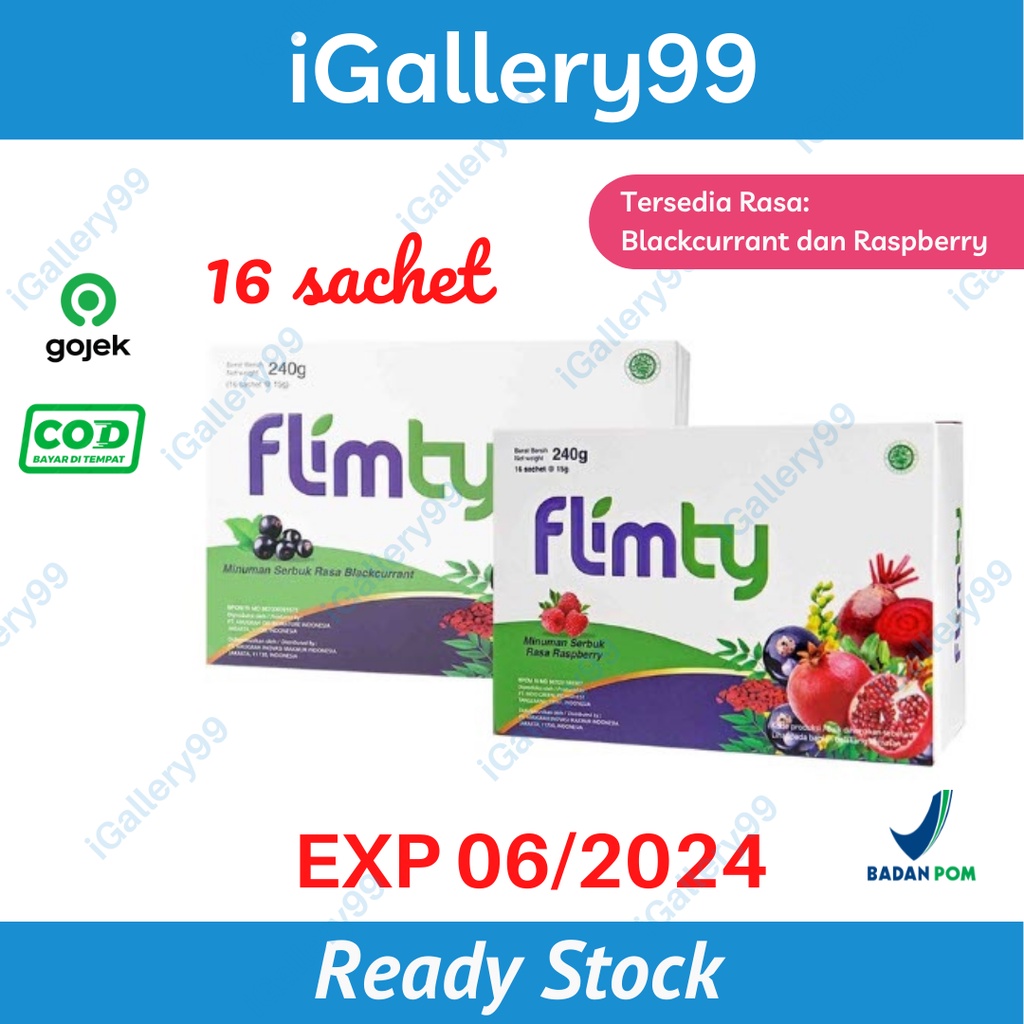 Flimty Fiber Herbal Detox Usus Penurun Berat Badan Antioksidan Pelangsing 1 Box Isi 16 Sachet