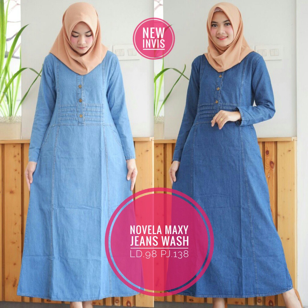 Gamis Novela Maxy Dress Gamis Jeans Wash Gamis Model Terbaru Shopee Indonesia