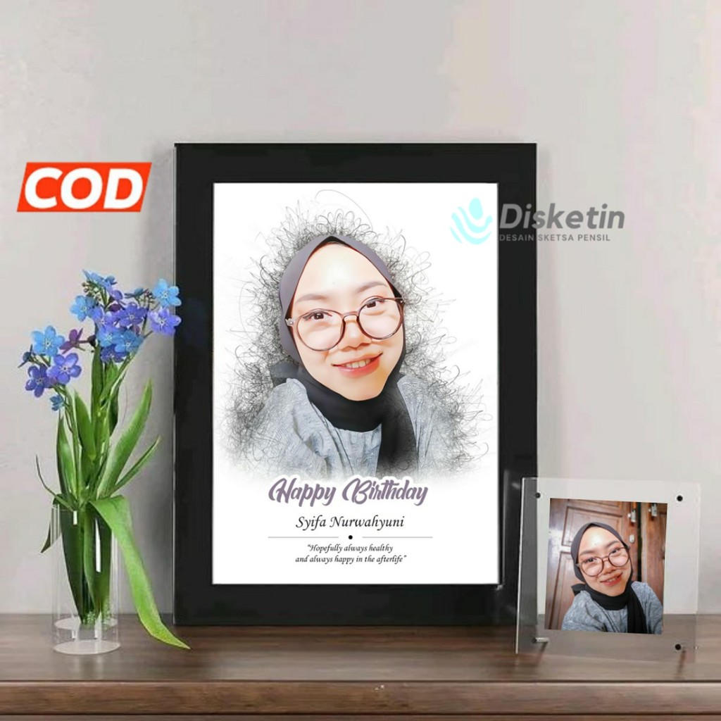 Kado ulang  tahun  unik desain  sketsa wajah A 4 kado 