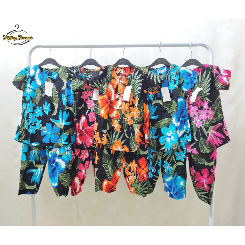 BAJU SETELAN ANAK PEREMPUAN PANTAI MOTIF BUNGA KHAS HAWAI BALI LENGAN PENDEK CELANA PANJANG / STELAN ANAK CEWEK PANTAI 1-7 TAHUN