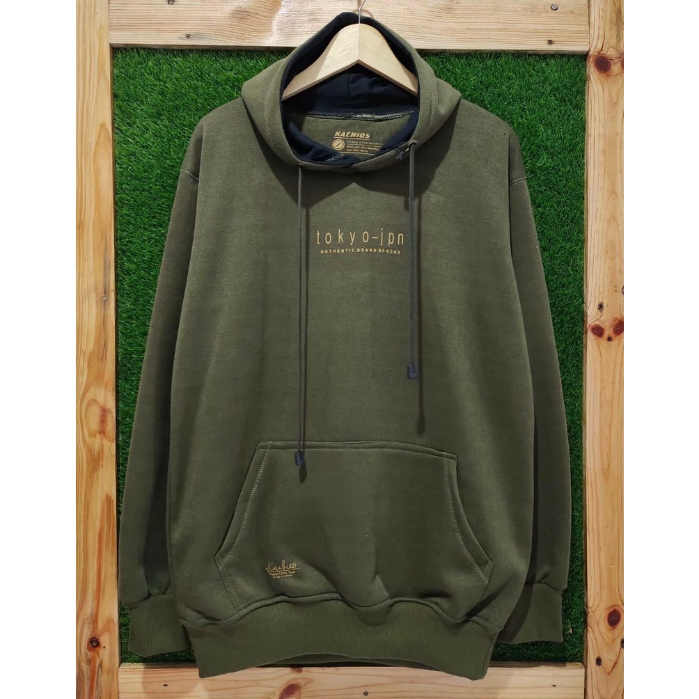 sweater pria distro KACHIOS  hoodie oversize hijau army tokyo jpn jamper hoodie premium m l xl xxl a Aaqil22Shop