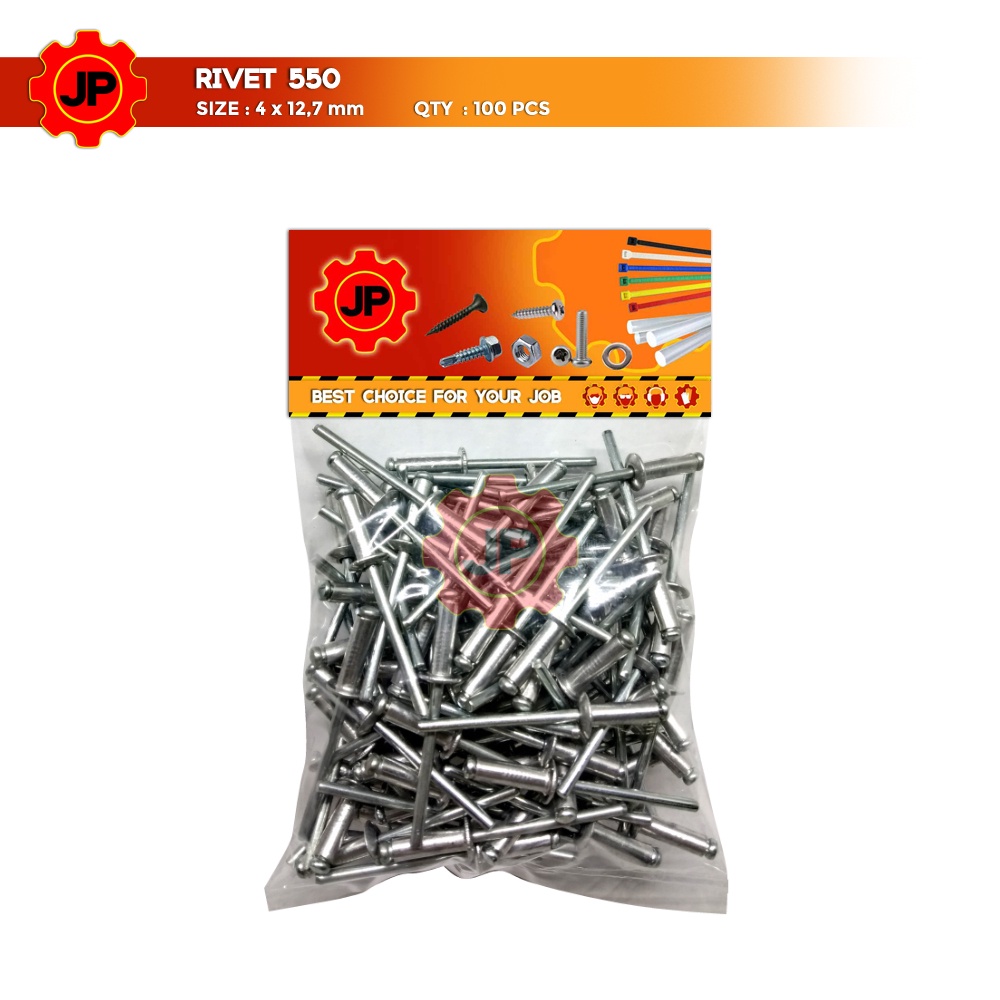 PAKU RIVET 4 X 12.7 MM 550 BLIND RIPET RIFET TEMBAK ALUMINIUM 100 PCS