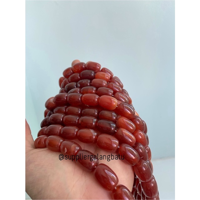 batu alam Penden tabung carnelian orange manau 2 x 1,5 cm kalimantan