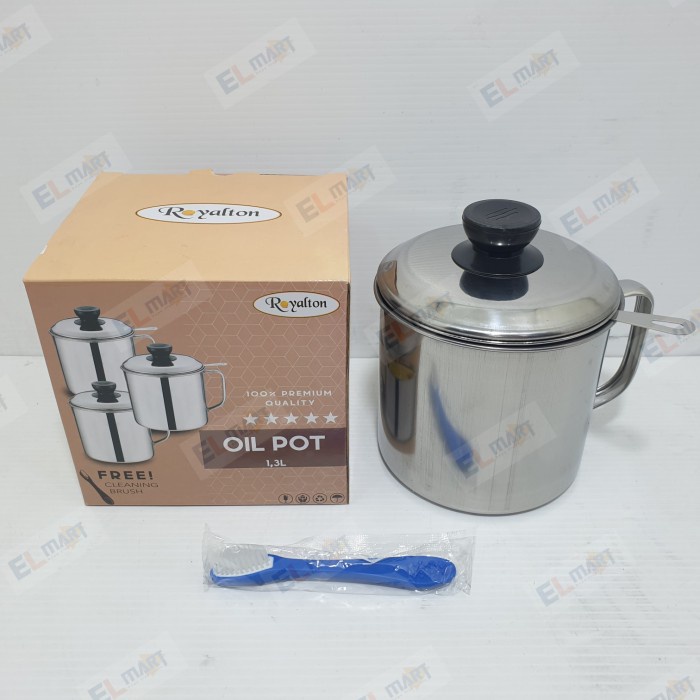 Asta Royalton 1,3 Liter Stainless Oil pot Saringan Tempat Minyak 1,3L