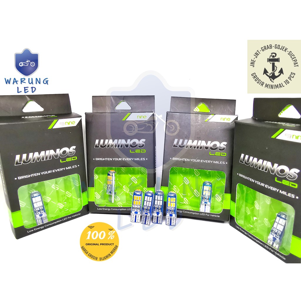 LAMPU LED T10 2 MODE  KEDIP DIAM 9 NINE Luminos senja sein plat mundur 15 Titik SET-4
