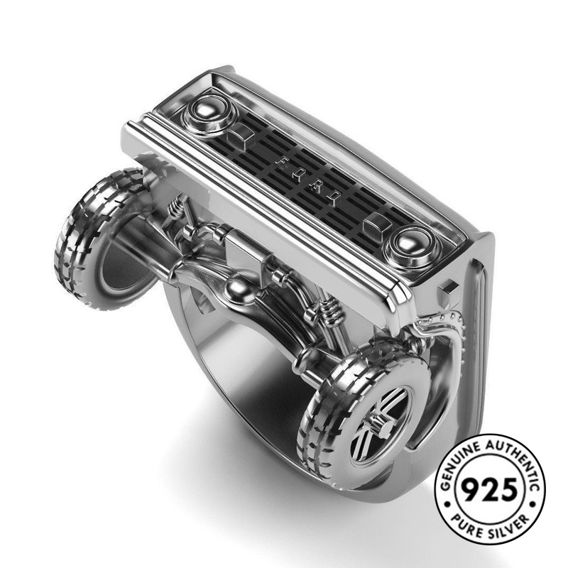 Cincin Lapis Silver 925 Model Mobil Punk Untuk Pria