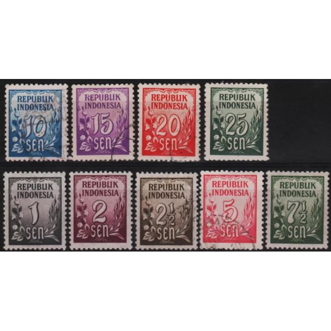 

Perangko Filateli C7 Indonesia MNH/VFU 9v 19.02.1951 Rice & Cutton