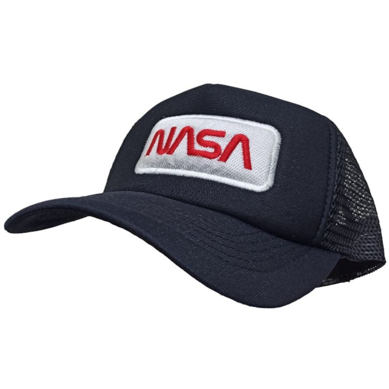 Topi NASA Logo Patch Emblem Jaring Trucker Hat Cap Custom Bordir
