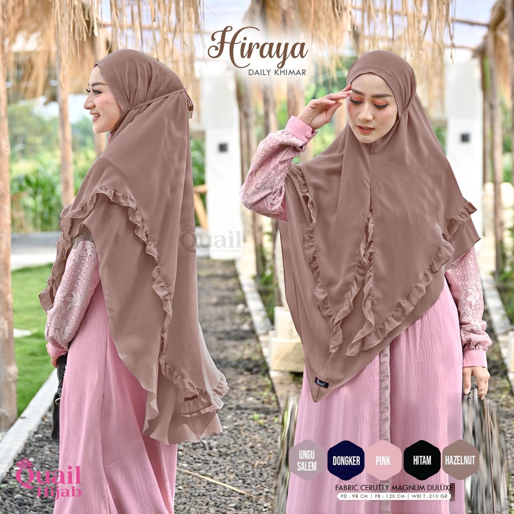 Jual Jilbab HIRAYA Quail Hijab Original Khimar Non Ped Syari Cerutty