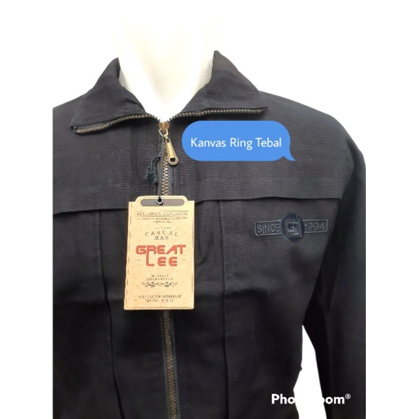 JAKET KANVAS RING TEBAL RIB GREAT LEE | Jaket Motor / Jaket Canfas Wafer / Jaket Slimfit / Seragam / Tangan Rib / Jaket Dingin Anti Angin / Jaket Polos / Jaket Hitam