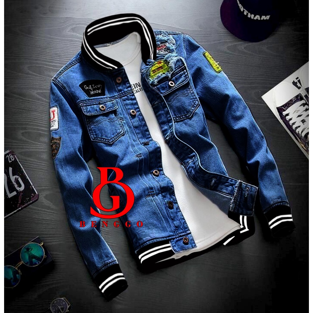 BENGGO.ID | JAKET JEANS RIB DENIM TERBARU / JAKET RIB GAYA KOREA TERBARU / JAKET RIB DISTRO