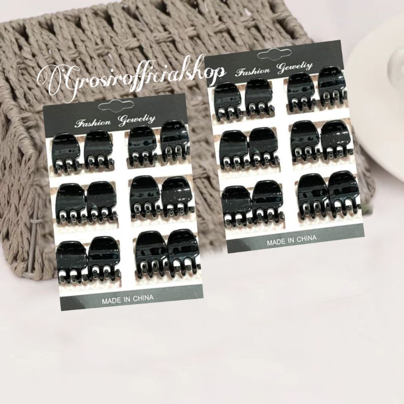 12pcs !!! Jedai Doff Mini Set 1cm isi 12pcs Jepit Rambut Poni Jepitan Baby Mini Hair Claw Clips