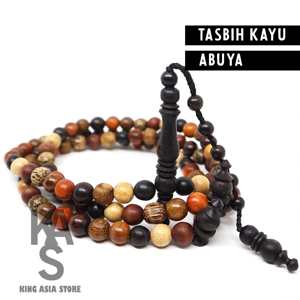 TASBIH ABUYA KOMBINASI KAYU 99 BUTIR 8 MM 100% NATURAL