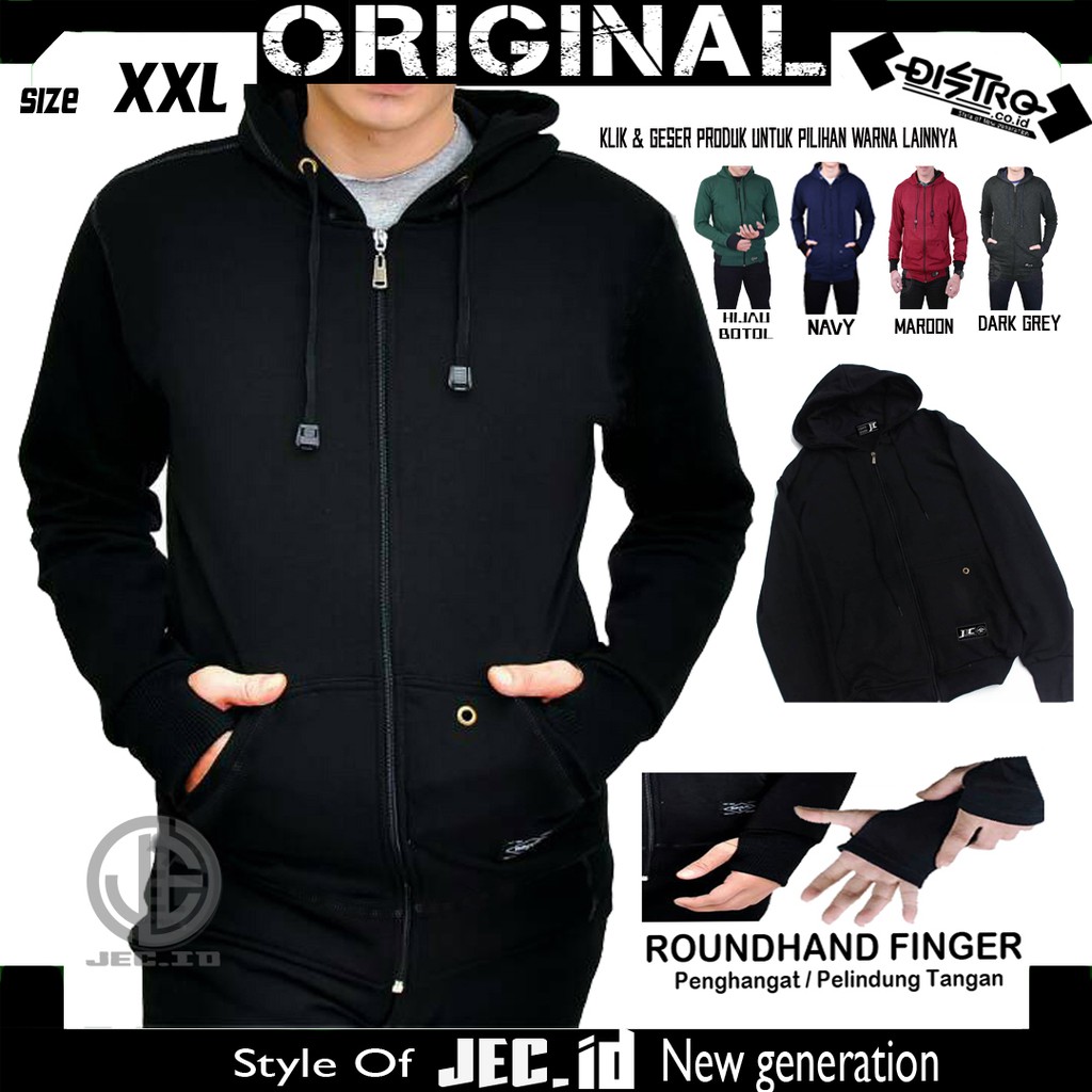 JEC BIG Size XXL Sweater ROUNDHAND Zipper Hoodie Polos Full Premium | Fleece | Jumbo | Unisex