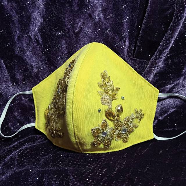 Masker kain 3ply Manik Bunga dengan filter spunbond