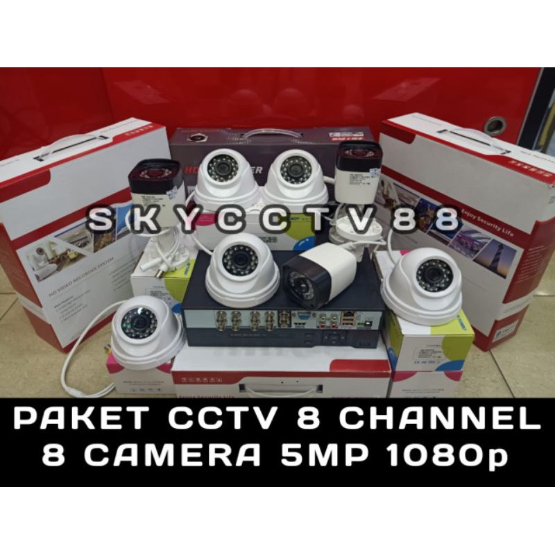 Paket Cctv Xmeye 8 Channel 8 Camera 5Mp Full HD 1080p Komplit