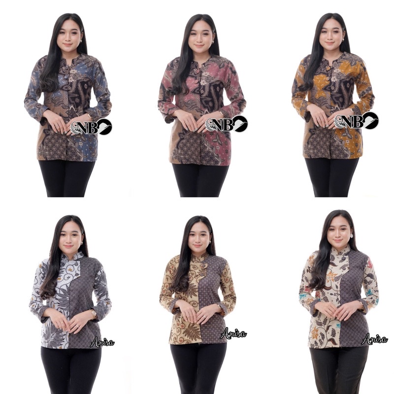 tey-17 Batik wanita ASJ SA HRB026 Kenongo Kemeja Tosca Pendek