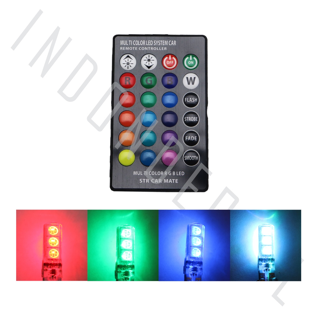 Lampu Sein-Sen-Senja-Malam Variasi LED Jelly 4 Mode  6 Titik LED T10-T 10 Remote-Remot-Kontrol-Kontroler-Control-Controler 1 Set-2pcs