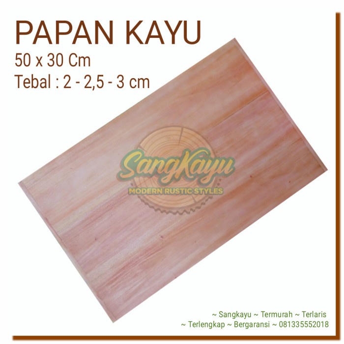 Kayu papan kayu 50x30cm kayu wooden board talenan daun meja kayu - KAYU MAHONI, TEBAL 2 CM