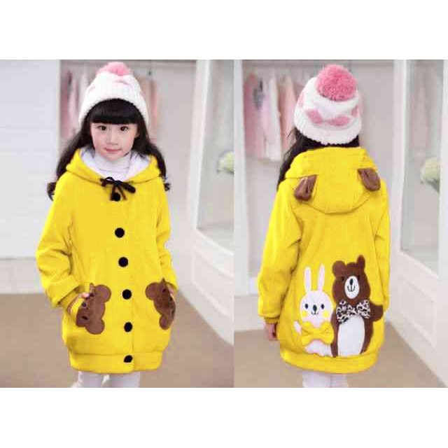 FMJ 283 Jaket Hoodie Kid Funny Kuning Pakaian Anak Perempuan Wanita Cewek Babyterry Lucu Bear Cantik
