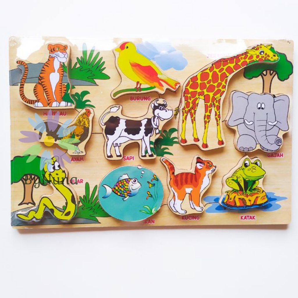 Mainan Edukasi Anak Balok Kayu Bentuk Puzzel Hewan Sayur Menyayur Untuk Anak Cerdas Dan Aktif