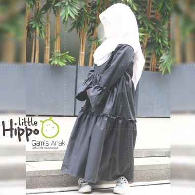 Gamis Baju Anak Perempuan Little Hippo - Gamis Anak Light Hitam