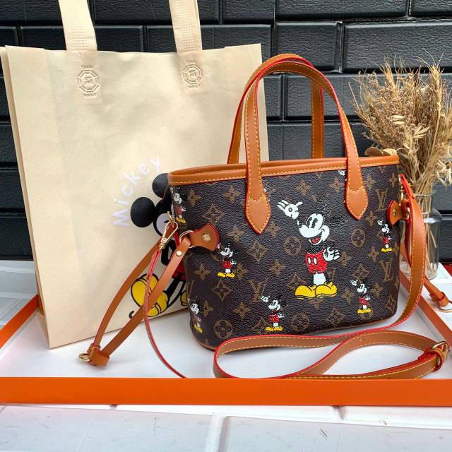 Lv NEVER MICKEY ,SLEMPANG WANITA TAS WANITA TOTE BAG CEWE TAS MURAH TAS BERKUALITAS