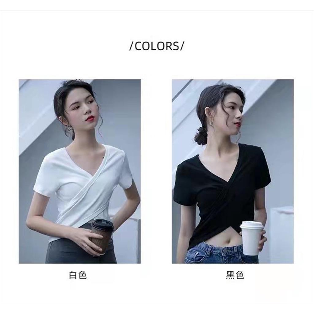 ATASAN SEXY WANITA IMPORT  T-SHIRT WOMAN V-NECK CASUAL SIMPLE LOOK