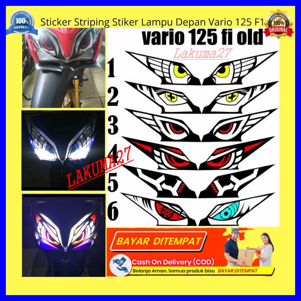 Sticker Variasi Lampu Vario 125 Old 2013 2014 / Stiker Mata OWL / Striping Lampu Depan Vario 125 Old