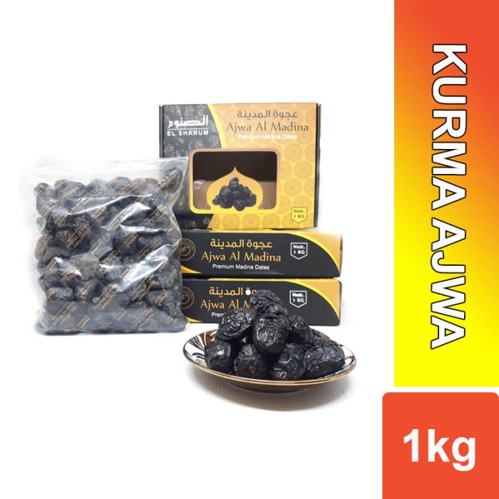 

Kurma ajwa 1kg box kuning / kurma nabi / kurma ajwa asli 100%