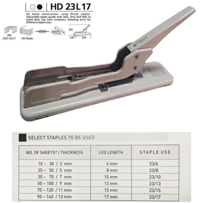 

Hawtho | Stapler Kangaro HD-23L/17 [Staples Jilid kapasitas 30-160 lembar] Murah Baru