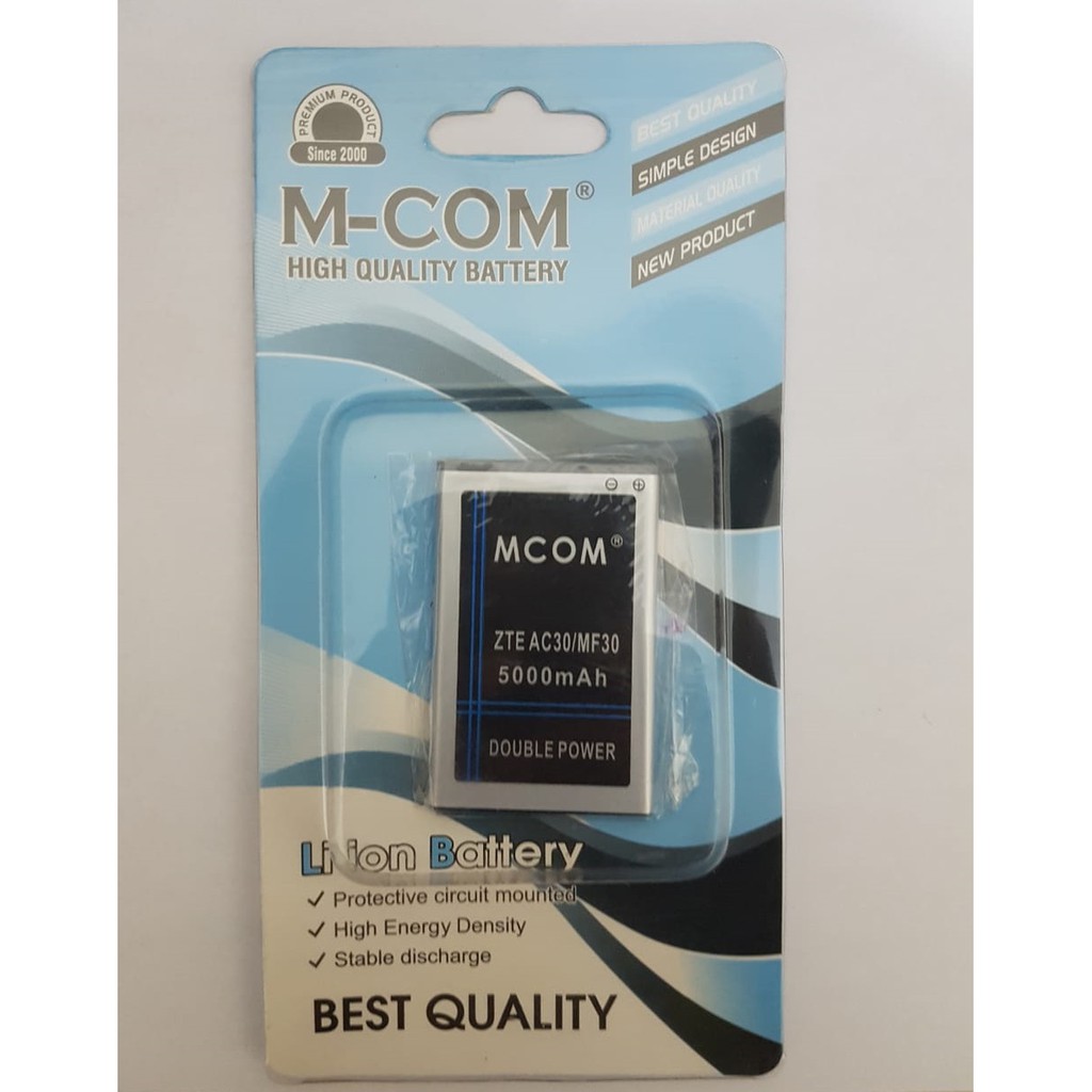 Batre Baterai Mcom Modem Mifi ZTE MF30 MF60 MF62 AC30 Li3715T42P Li3715T42P3h654251