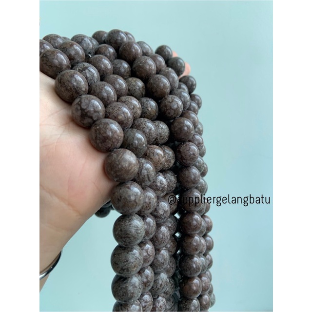 batu Brown Coral jasper 16mm bahan perhiasan fashion gelang kalung