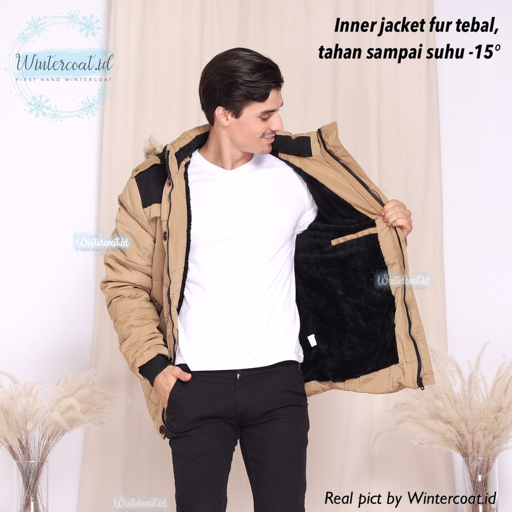 LOGAN Jaket Musim Dingin Mantel cowok pria men winter coat jumbo coklat brown